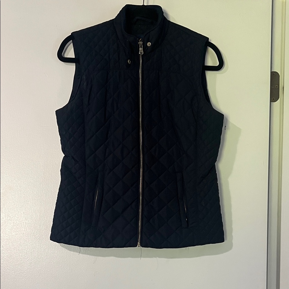 Navy Quilted Black Sleeveless Jacket